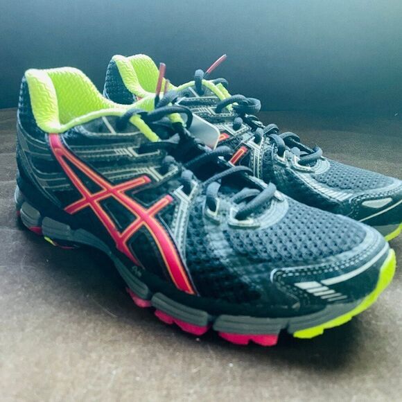 Asics Gel GT 2000 Running Trail Walking Women Shoe Sz 7 T2N6N Black Pink Lime - Picture 3 of 9